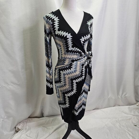 Cache Geometric Print Wrap Dress Size XS - Picture 2 of 9